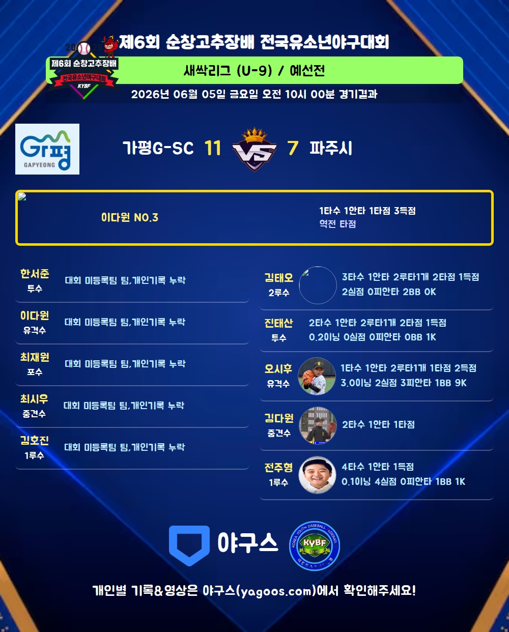 인스타그램 공유용 경기결과 이미지